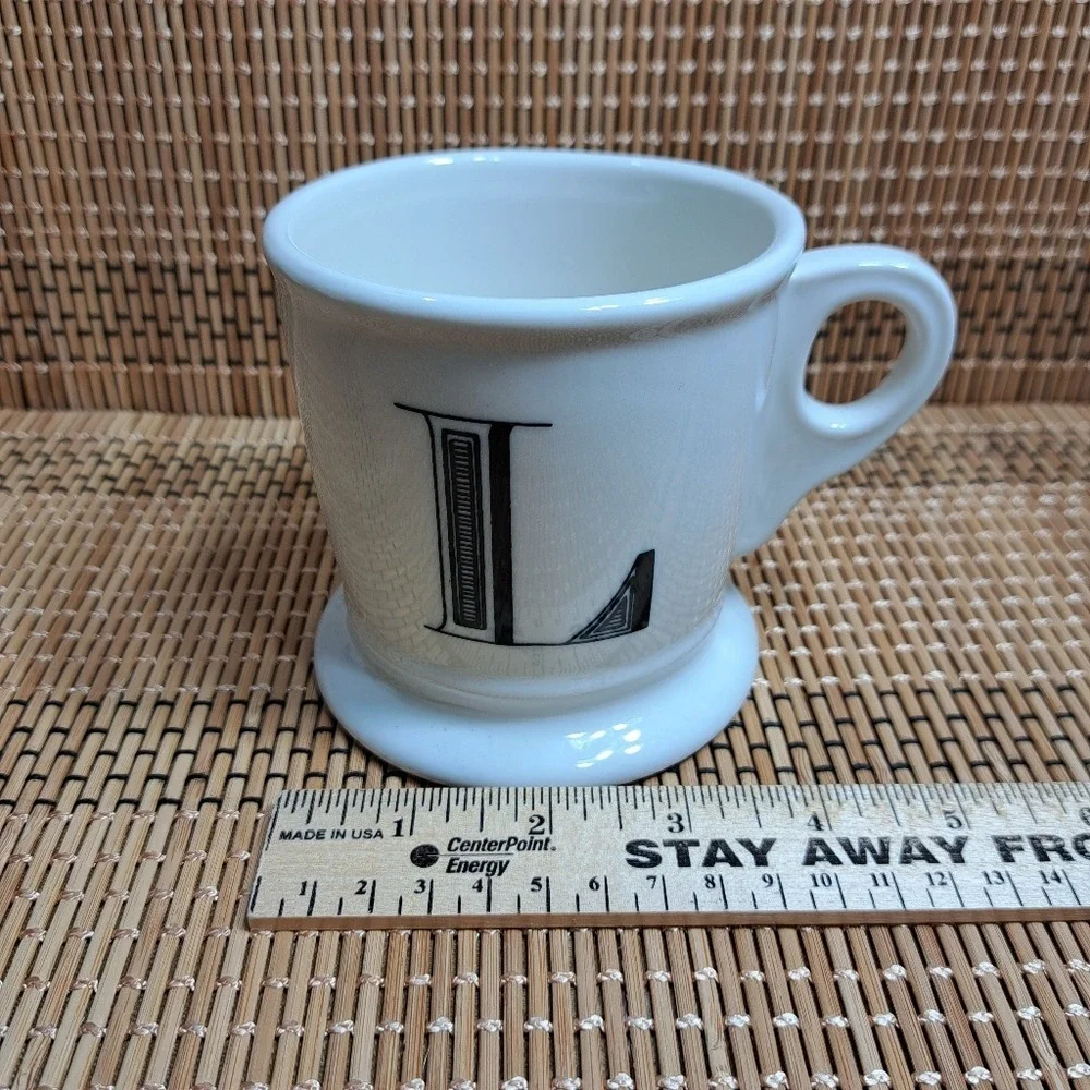 Anthropologie Coffee Mug Monogram White/Black Letter L With Small Roud Handle‎